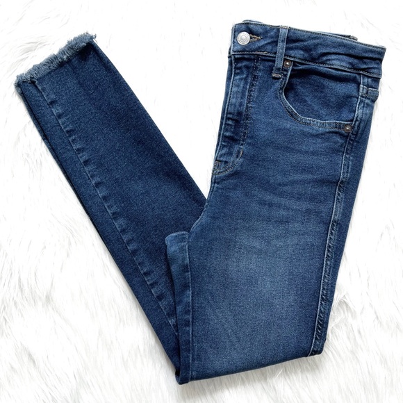 Free People Fringe Hem High Waist Medium Wash Skinny Ankle Jeans - Picture 6 of 11